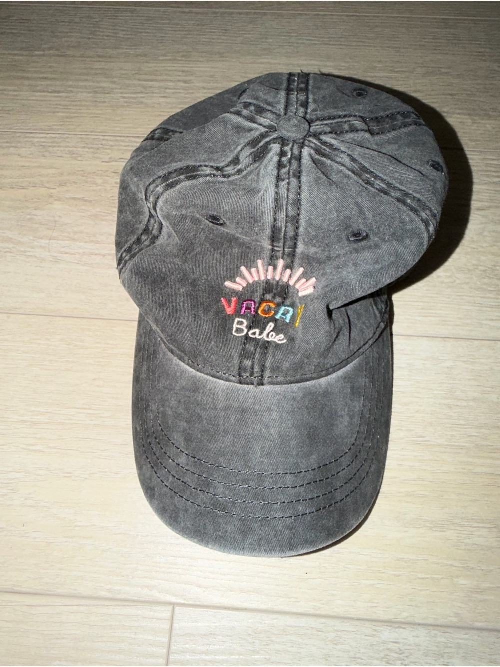 No Boundaries Gray Washed Baseball Cap with Multicolor Embroidery